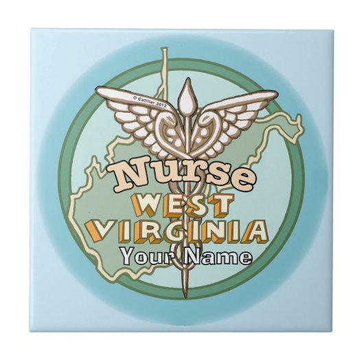 West Virginia Nurse Caduceus Fliese (Vorderseite)