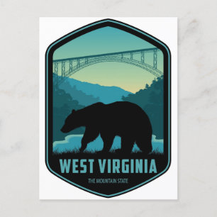 West Virginia Patriotischer Geist Vintage-Bär Postkarte