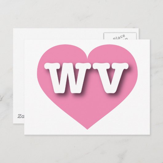 West Virginia Pink Fade Heart - I Liebe WV Postkarte (Vorne/Hinten)