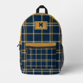 West Virginia plaid tartan navy gold checkered Bedruckter Rucksack (Vorderseite)