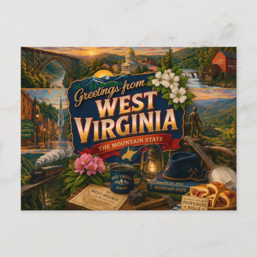 West Virginia Postkarte (Vorderseite)