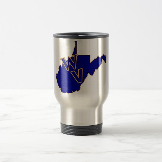 West Virginia Pride Blue und Gold Reisebecher (Mittel)