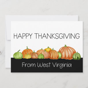 West Virginia pukins Erntedank Card Feiertagskarte