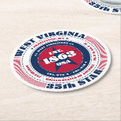 West Virginia Red White Blue Typografy Runder Pappuntersetzer (Angewinkelt)