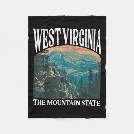 West Virginia Retro Bear Mountain Graphic Fleecedecke (Vorderseite)