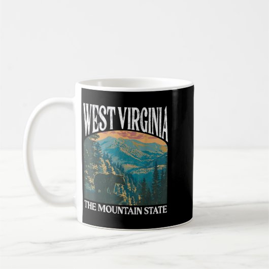 West Virginia Retro Bear Mountain Graphic Kaffeetasse (Links)