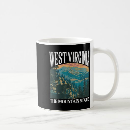 West Virginia Retro Bear Mountain Graphic Kaffeetasse (Rechts)