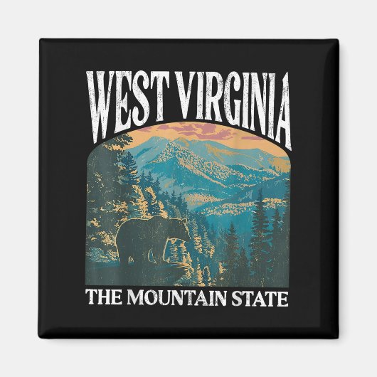 West Virginia Retro Bear Mountain Graphic Magnet (Vorne)