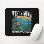 West Virginia Retro Bear Mountain Graphic Mousepad (Mit Mouse)