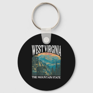 West Virginia Retro Bear Mountain Graphic Schlüsselanhänger