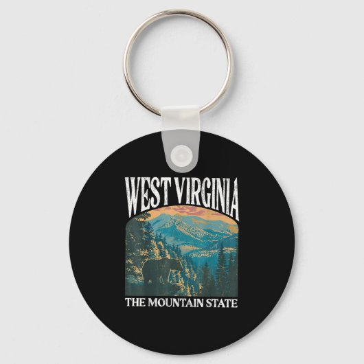 West Virginia Retro Bear Mountain Graphic Schlüsselanhänger (Vorderseite)