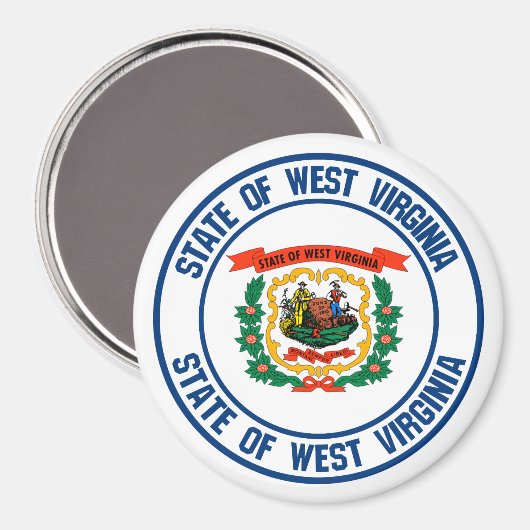 West Virginia Round Emblem Magnet (Vorderseite/Rückseite)