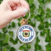 West Virginia Round Emblem Schlüsselanhänger (Hand)