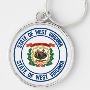 West Virginia Round Emblem Schlüsselanhänger