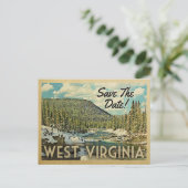 West Virginia Save the Date Mountains River Snow Ankündigungspostkarte (Stehend Vorderseite)
