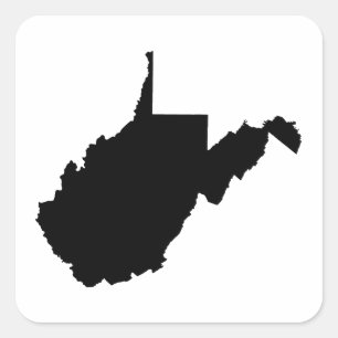 West Virginia Schwarzweiß Quadratischer Aufkleber