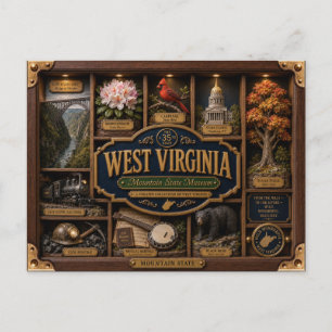 West Virginia Shadow Box 3D Figurine Staat Postkarte