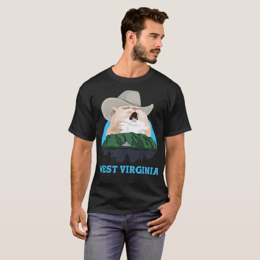 WEST VIRGINIA Singing Cowboy Cat Meme T-Shirt (Vorne ganz)