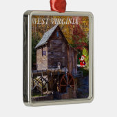 West Virginia Square Weihnachtsdekoration Ornament Aus Metall (Rechts)