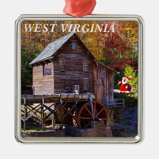 West Virginia Square Weihnachtsdekoration Ornament Aus Metall (Vorne)