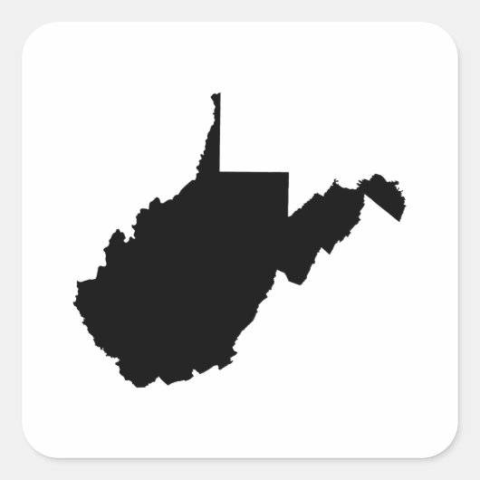 West Virginia Staat Kontur Quadratischer Aufkleber (Vorderseite)