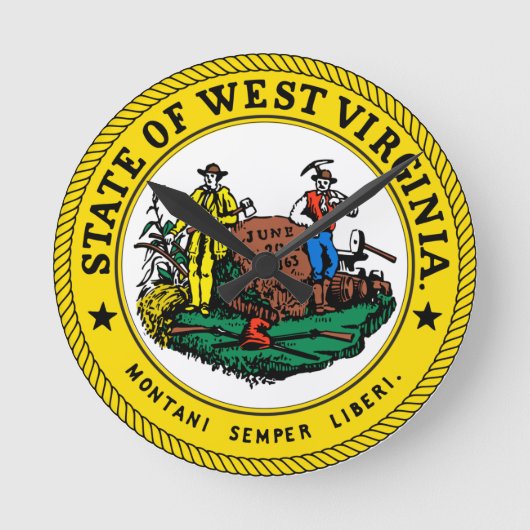 West Virginia Staat Siegel Clock Runde Wanduhr (Vorderseite)