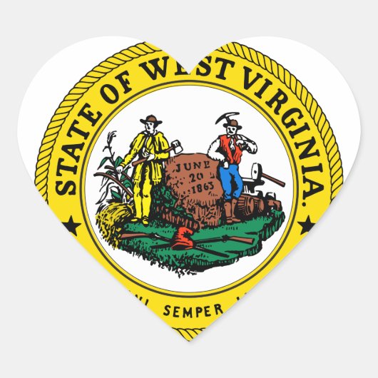 West Virginia Staat Siegel - Herz-Aufkleber (Vorderseite)