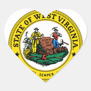 West Virginia Staat Siegel - Herz-Aufkleber