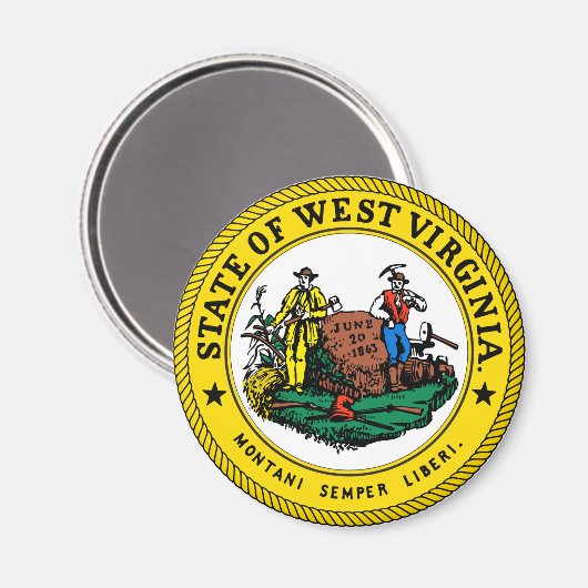 West Virginia Staat Siegel Magnet (Vorderseite/Rückseite)