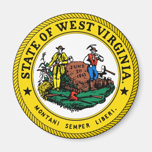 West Virginia Staat Siegel Magnet (Vorne)