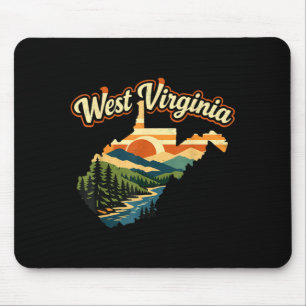 West Virginia State Retro Sonnenuntergang Berg Mousepad