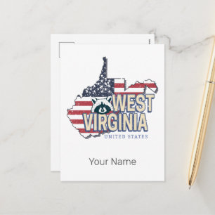 West Virginia United Staaten Retro Map Vintag USA Feiertagspostkarte