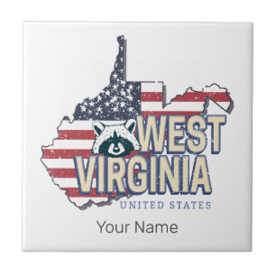 West Virginia United Staaten Retro Map Vintag USA Fliese
