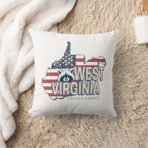 West Virginia United Staaten Retro Map Vintag USA Kissen