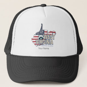 West Virginia United Staaten Retro Map Vintag USA Truckerkappe