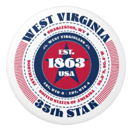 West Virginia US Staat Red White Blue Typografy Keramikknauf