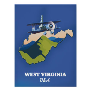 West Virginia USA Karte Poster