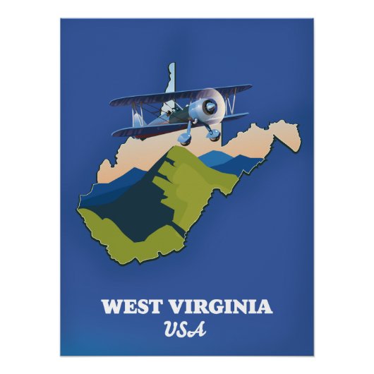 West Virginia USA Karte Poster (Vorderseite)