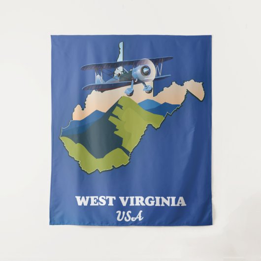 West Virginia USA Karte Wandteppich (Vorderseite)