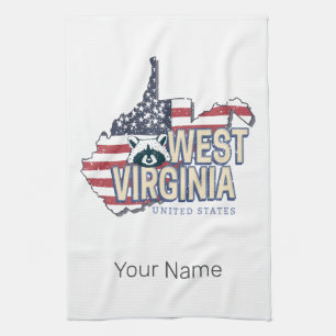 West Virginia Vereinigte Staaten Retro-Karte Vinta Geschirrtuch