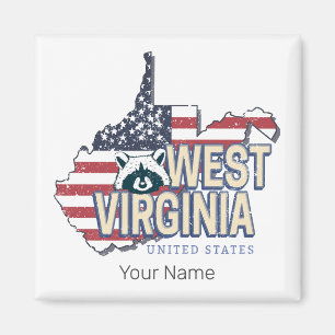 West Virginia Vereinigte Staaten Retro-Karte Vinta Magnet