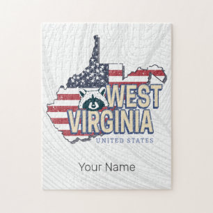 West Virginia Vereinigte Staaten Retro-Karte Vinta Puzzle