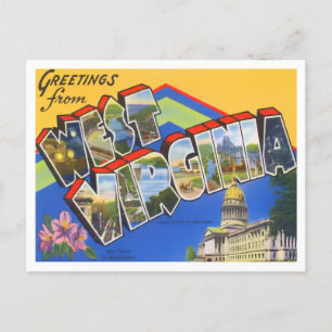 West Virginia Vintag Big Letters Postcard Postkarte