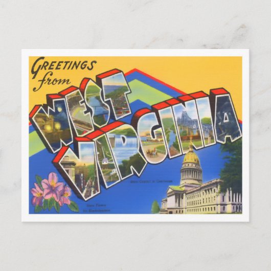 West Virginia Vintag Big Letters Postcard Postkarte (Vorderseite)