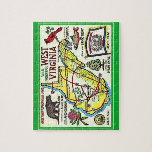 West Virginia Vintag Map Puzzle (Vertikal)