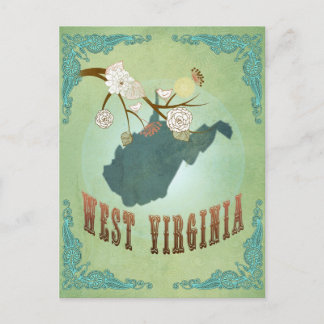 West Virginia Vintag Staat Map - Green Postkarte