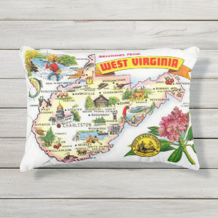 West-Virginia Vintage-Karte Kissen Für Draußen