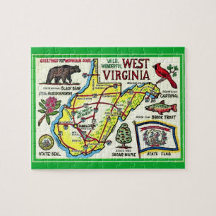 West Virginia Vintage-Kartenpuzzle Puzzle