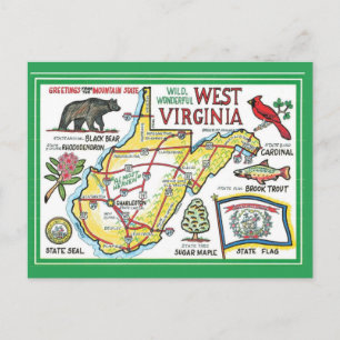West Virginia Vintage Postkarte
