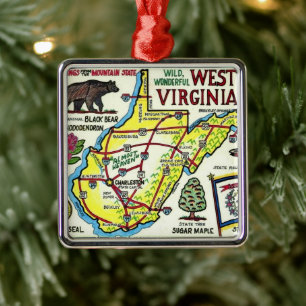 West Virginia Vintage Postkarte Ornament Aus Metall